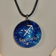 SAGITTARIUS ZODIAC SIGN Double sided Pendant Charm / 17" 2" chain Necklace Rope