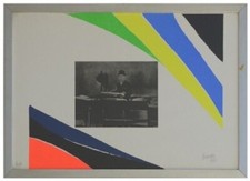 SANTE MONACHESI (1910 - 1991) Quadro SERIGRAFIA " INCONTRO CON CHARLIE CHAPLIN "