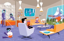 Josh Agle SHAG SUITE OF THE FUTURE print & COA Disneyland Disney Space Mountain