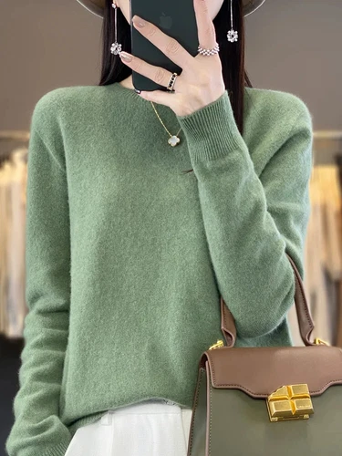 100% Reine Wolle Kaschmir Damen O-Ausschnitt Einfarbig Neu Langarm Pullover - Bild 37 von 38