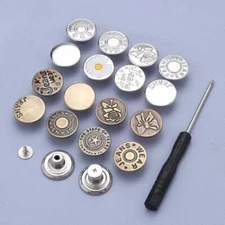 20 Sets Jeans Buttons Replacement, 17 mm , Metal No-Sew Removable