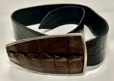 NEW FAHRENHEIT NEW YORK GATOR BELT- GENUINE CROCODILE  BUCKLE RETAIL $ 320