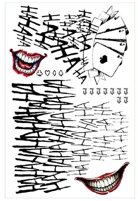 Temporäres Tattoo SET Joker Batman Horror Karneval Halloween Fasching Fasnacht