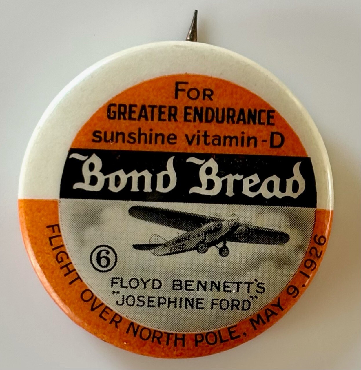 Vintage 1930's Bond Bread Airplane Pinback Button Set Charles