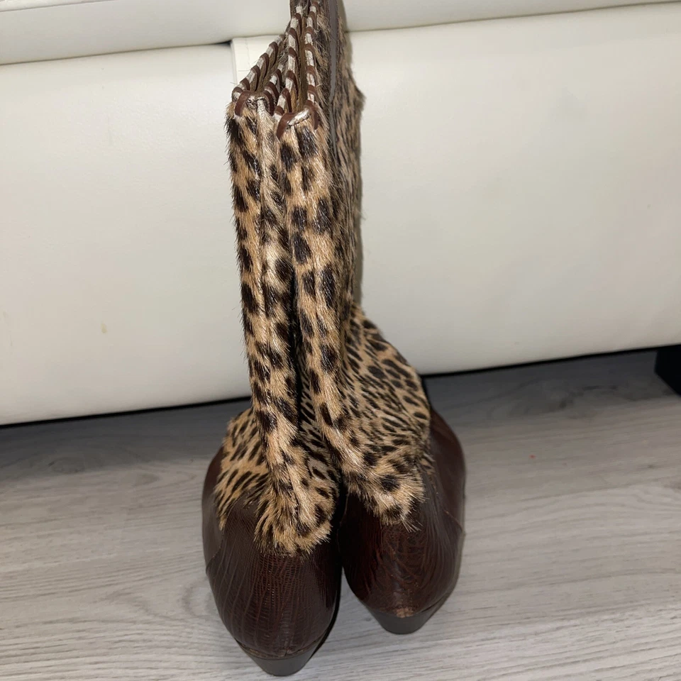🌟Vintage Minelli Leopard Western Style Leather Boots🌟 - Image 2 of 4