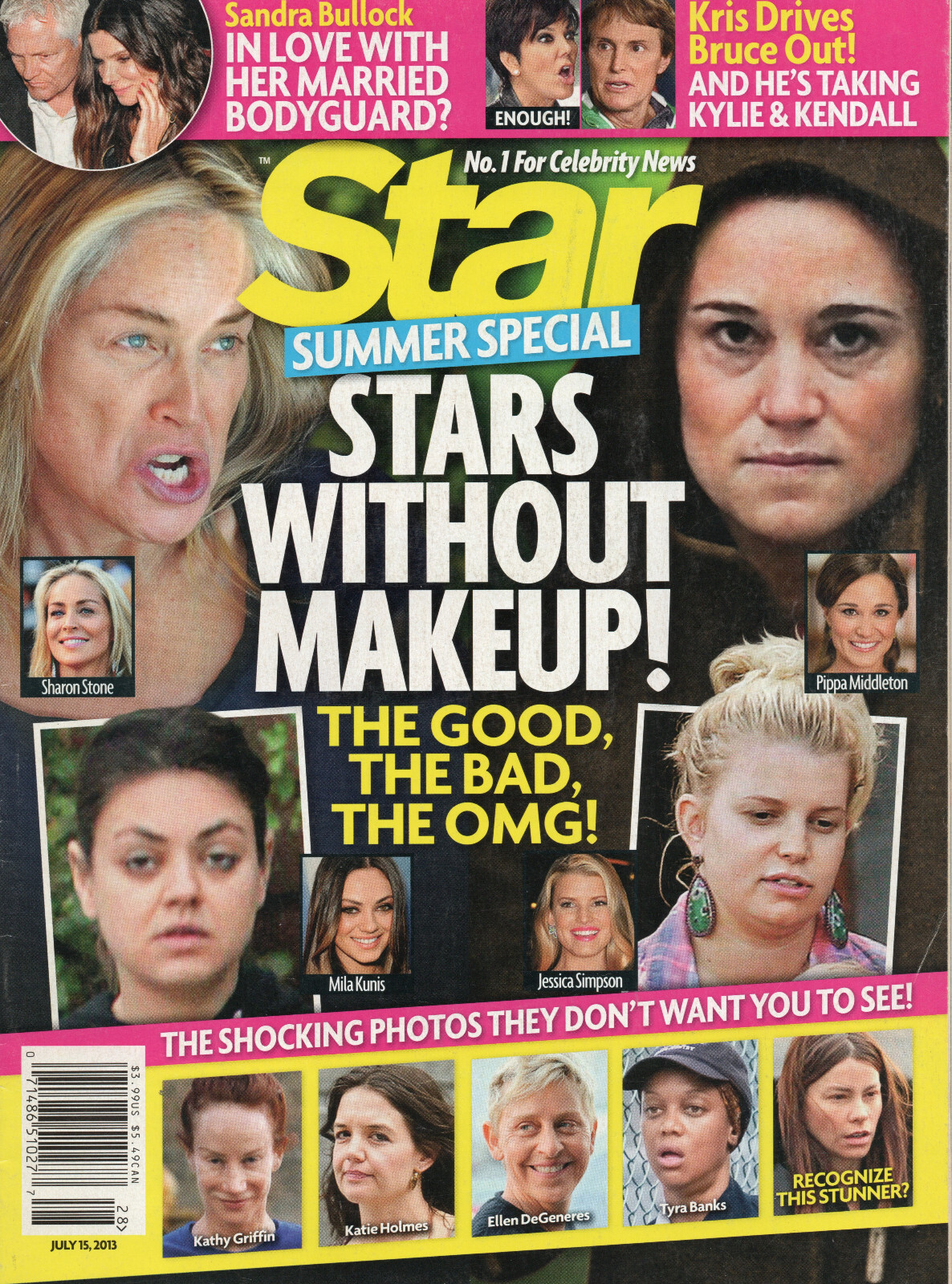 STAR Magazine July 15 2013 Stars Without Makeup Sharon Stone Sandra Bullock