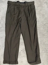 Stafford Dress Pants Mens 36x29 Brown Pleated Front Straight Cuffed Poly Wool