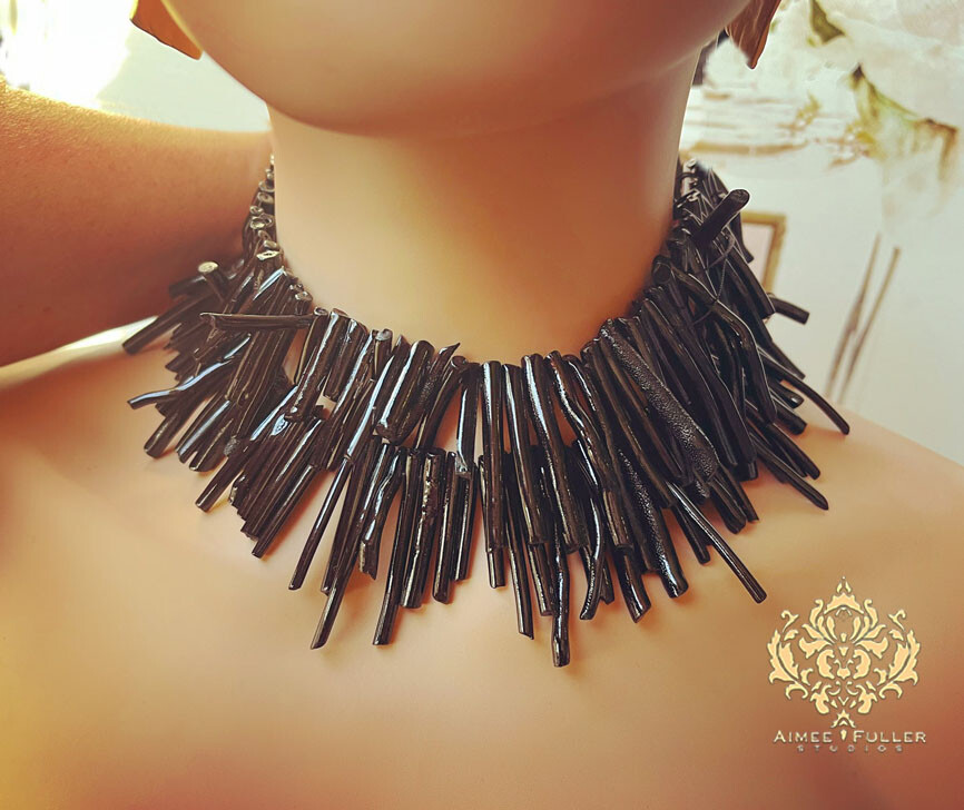 Aimee Fuller Genuine Coral Black Huge Branch Lightweight Gem