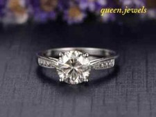 2.63CT Round Cut Lab-Created Diamond Engagement Wedding 14K White Gold Over Ring