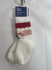 Old Navy Unisex Toddler Baby Cozy Whit Santa Plush Textured Gripper-Dots Socks