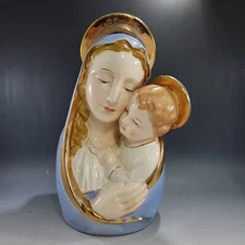LARGE ArtMark Madonna Head Vase Planter Mary Baby Jesus Nativity Art Mark Japan