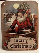 Christmas Decor Holiday VINTAGE STYLE Die Cut Cardboard 4.5 X 6