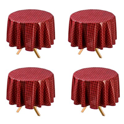 4er Set PVC Tischdecke rund Ø 140 cm Wachstischtuch Wachstischdecke abwaschbar