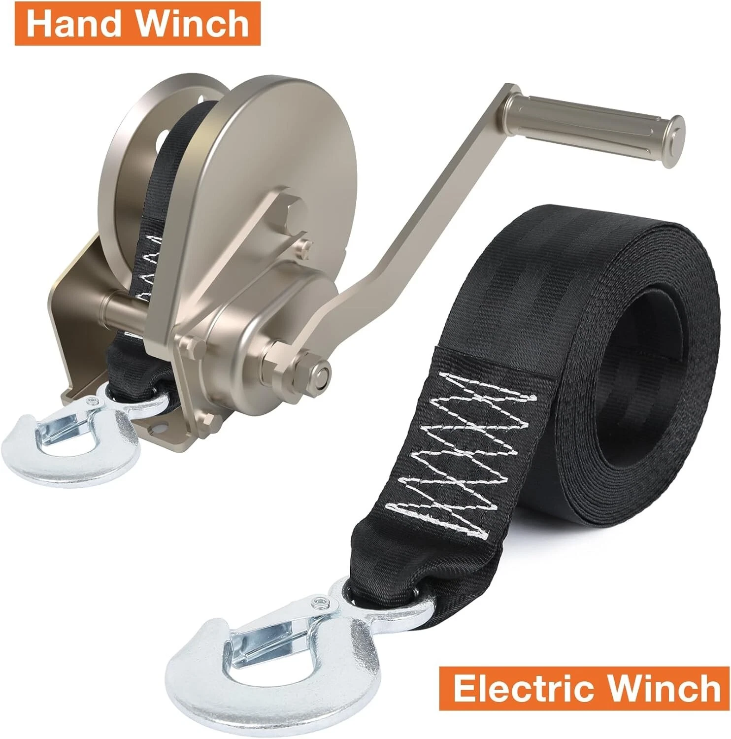 HEAVY DUTY BOAT TRAILER TOW REPLACEMENT WINCH STRAP ROPE 2" x20' WITH SNAP HOOK