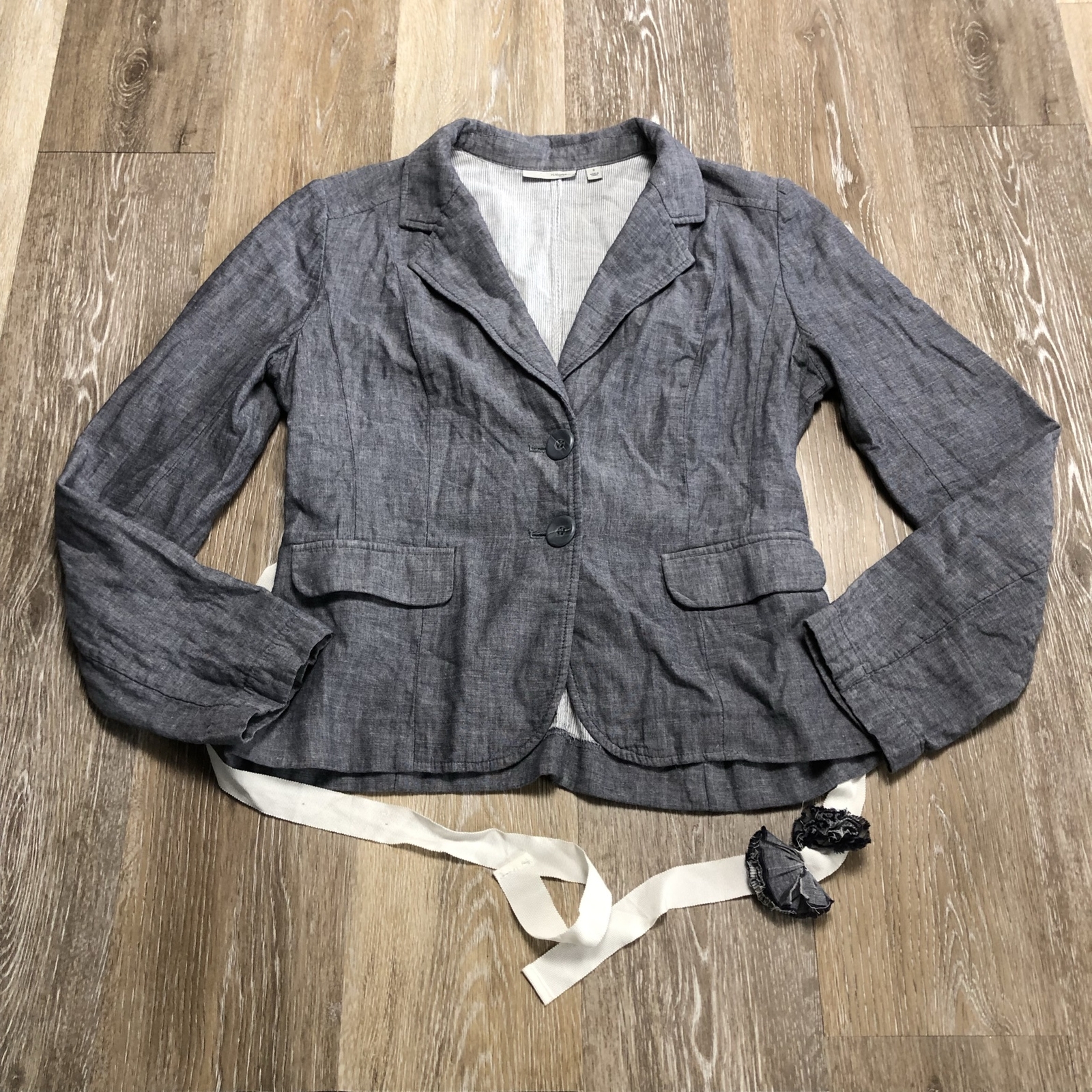 HALOGEN Button Front Blue Blazer Jacket w/ Belt W… - image 5