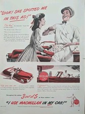 1946 vintage Macmillan Oil Print Ad, She Spotted Me In This Ad