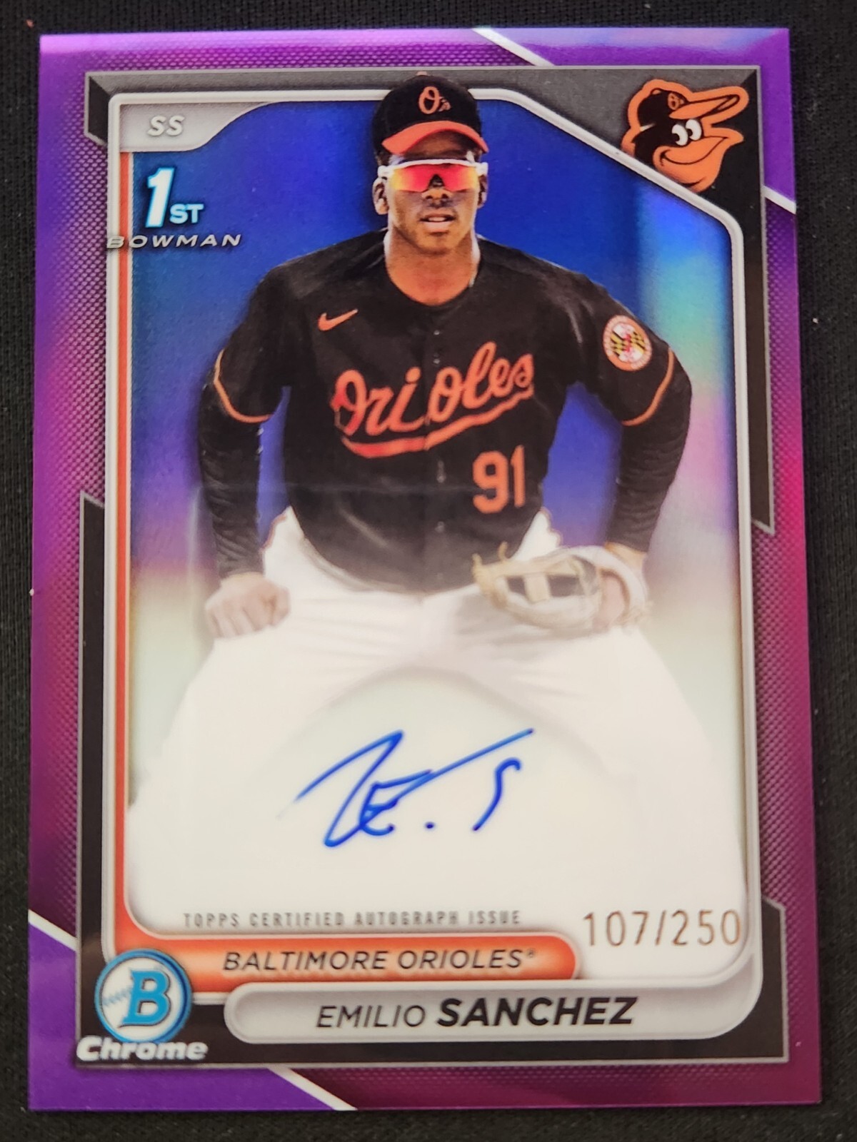 2024 Bowman Chrome - Emilio Sanchez - Purple Auto /250 #CPA-ES - Orioles