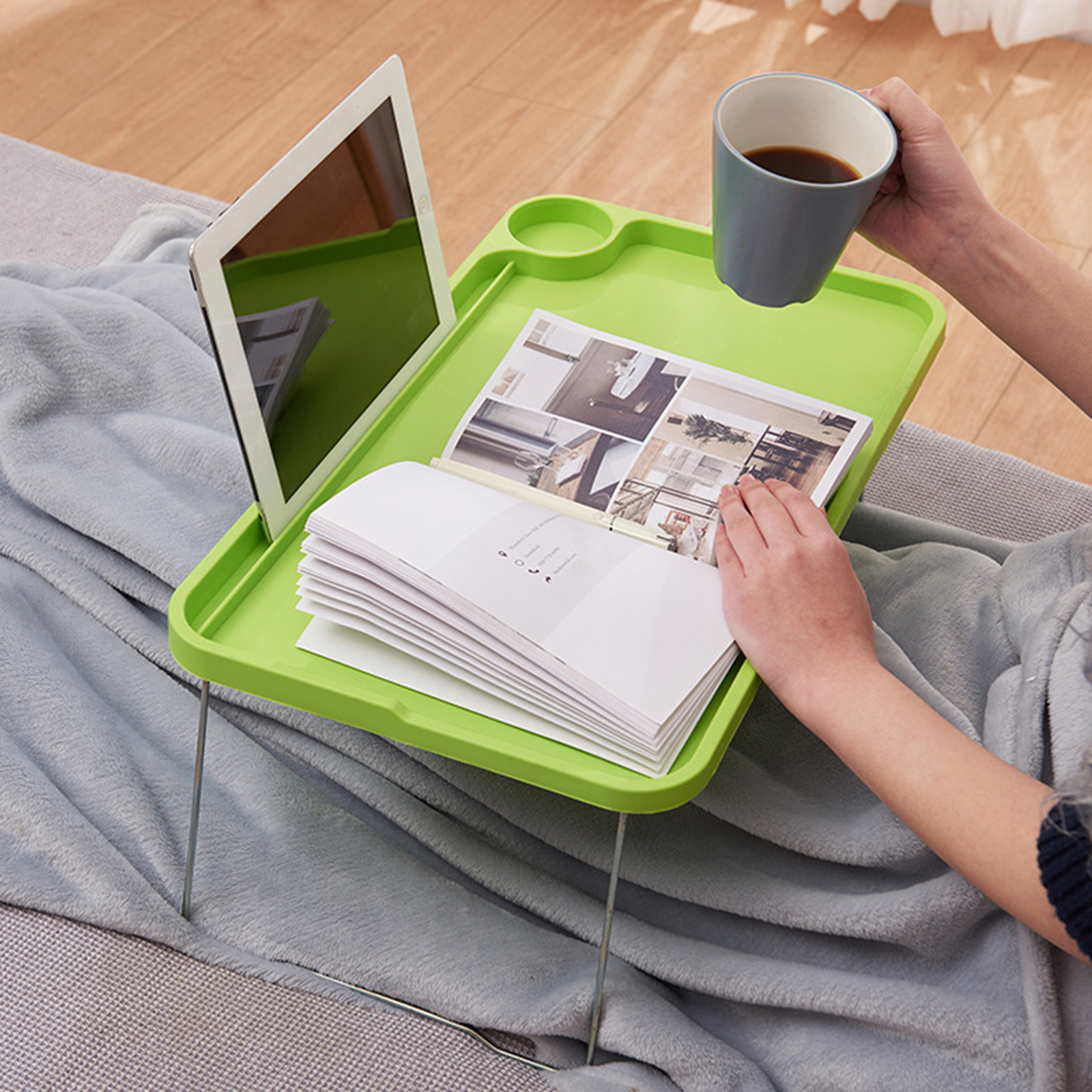 Computer Desk Laptop with Non-slip Legs Cup Holder Stable Strong for Students-image