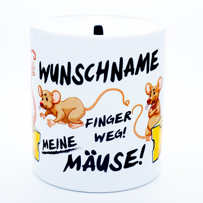 Mäuse Spardose mit Namen Geschenk Teenager Jungen Mädchen Kinder Einschulung