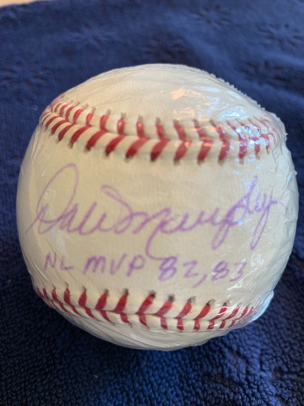 Dale Murphy NL MVP 82/83 Signed ONL Baseball w/COA Thrill of Victory Vintage
