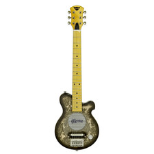 Pignose Pgg-200-bkpl Short-scale Mini Guitar, Built-in Amp, Black Paisley