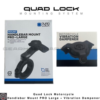 Quad Lock Motorcycle Handlebar Mount PRO - Large + Quad Lock  Vibration Dampener