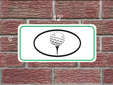 Golf Ball on Tee Oval Metal Sign