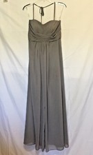 Beautiful! Davids Bridal Floor Length Strapless Gray Chiffon Formal Dress ~Sz.4