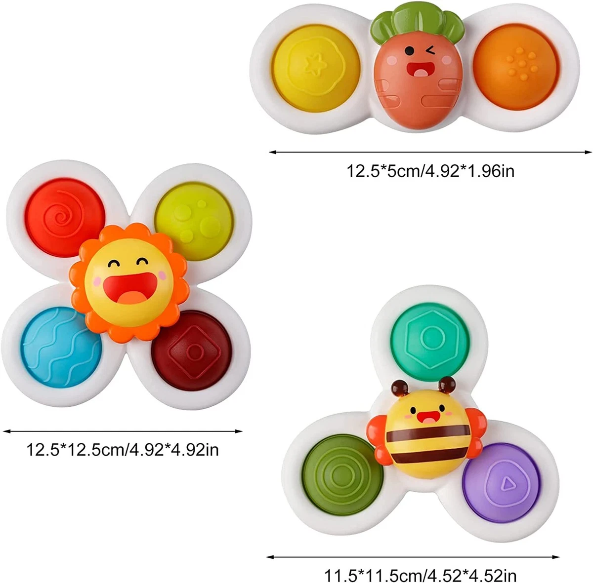  Suction Cup Spinner Toys for Toddlers 1-3,Baby Fidget Spinner  with Suction Cup,Window Suction Spinner Toys for Toddlers 1-3,Sensory Bath  Toys Gift for 1-2 Year Old(3PCS) : Toys & Games