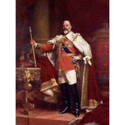 Fildes Portrait britischer König Edward VII Gemälde Wandbild Leinwanddruck 18 x 24 Zoll