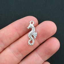 BULK 50 Seahorse Charms Antique Silver Tone 2 Sided - SC2685