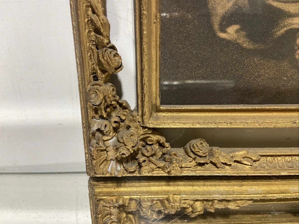 VTG. Picture frame Early 20th C. Fits 13x16 Gold Ornate Solid Wood Gesso - Image 2 of 4