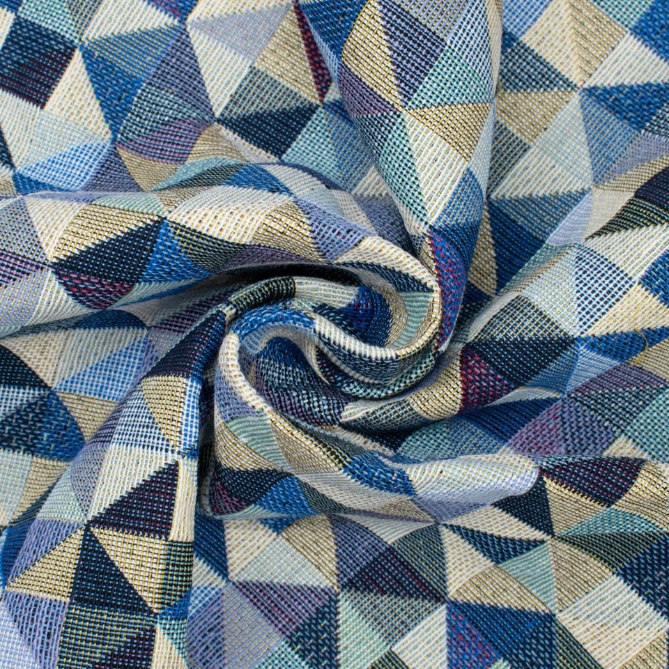 Gobelin kleine Dreiecke im Quadrat blauDekostoff Meterware (Preis=0,5m) - Bild 4 von 4