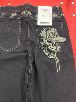 Y2K Baggy Dark Blue Light Wash Goth Grunge Skater Style Skull 
