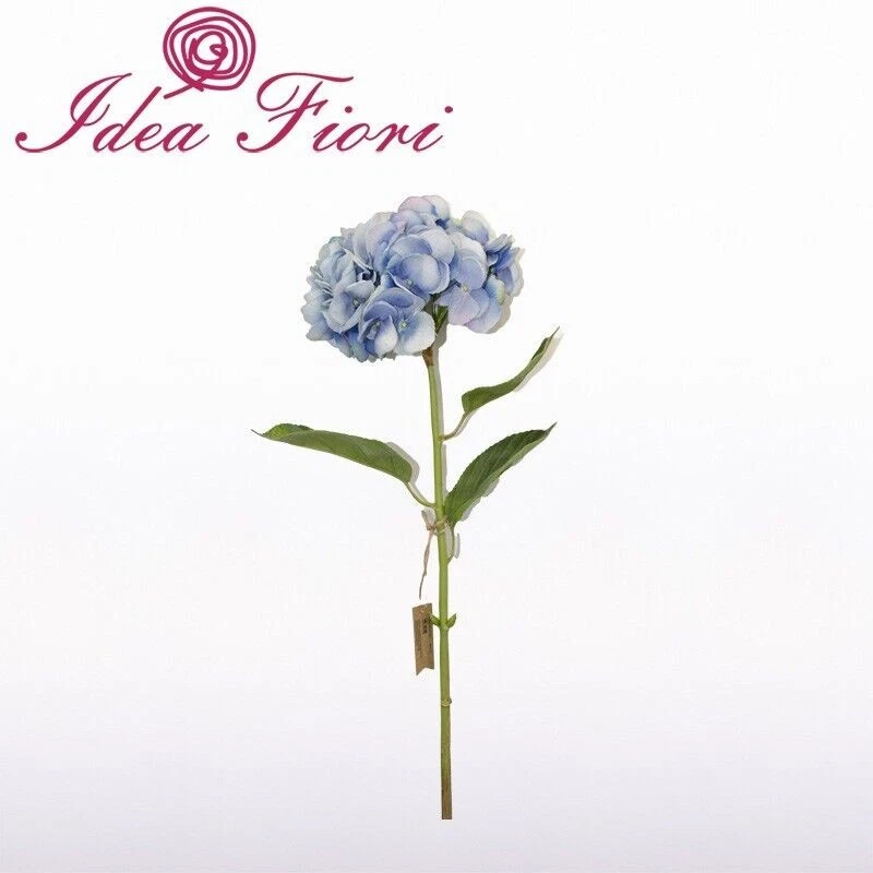 Blu chiaro - Set di 20 teste di fiori artificiali in seta di ortensia con steli per matrimonio