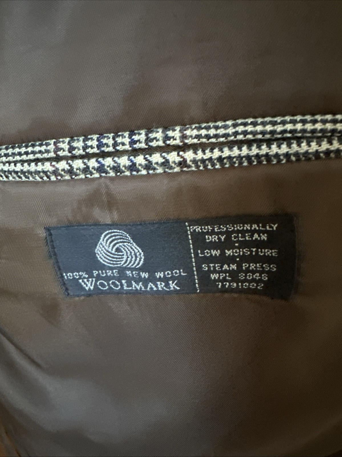 FILA Giacca uomo Savile Row marrone spina di pesce 100% lana blazer tasche Woolmark 44R