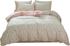 Cotton Floral Duvet Cover Queen Girl Pink Flower Bedding Sets Comforter Cover