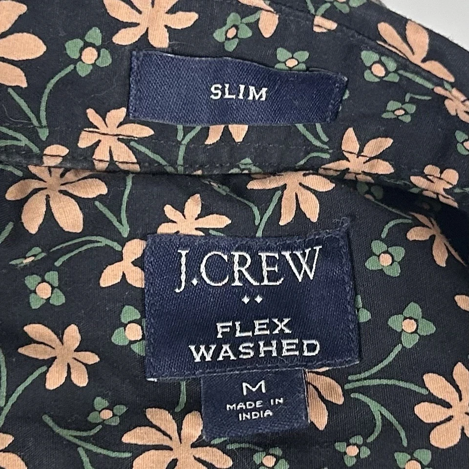 Camisa J Crew Mediana Calce Ajustado Flexible Lavada Estampado Floral Amarillo Verde Abotonada Foto 3 de 4