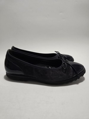 Gabor Temptation schwarze Lack und Seude Damenschuhe Größe 4 Ballerinas 