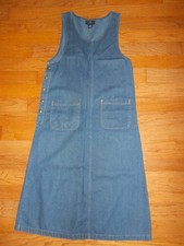 Original TY Wear Women's Denim Long Jumper Dress w/Pockets & Buttons Size 12P