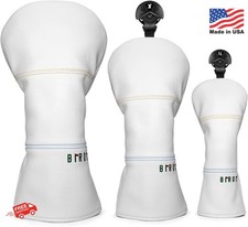 Aliennana Golf Headcovers 3pcs Leather Embroidery Driver Fairway Hybrid