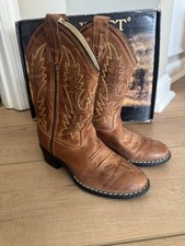 Old West Western Boots Children's Size 13.5 Brown Leather Cowboy