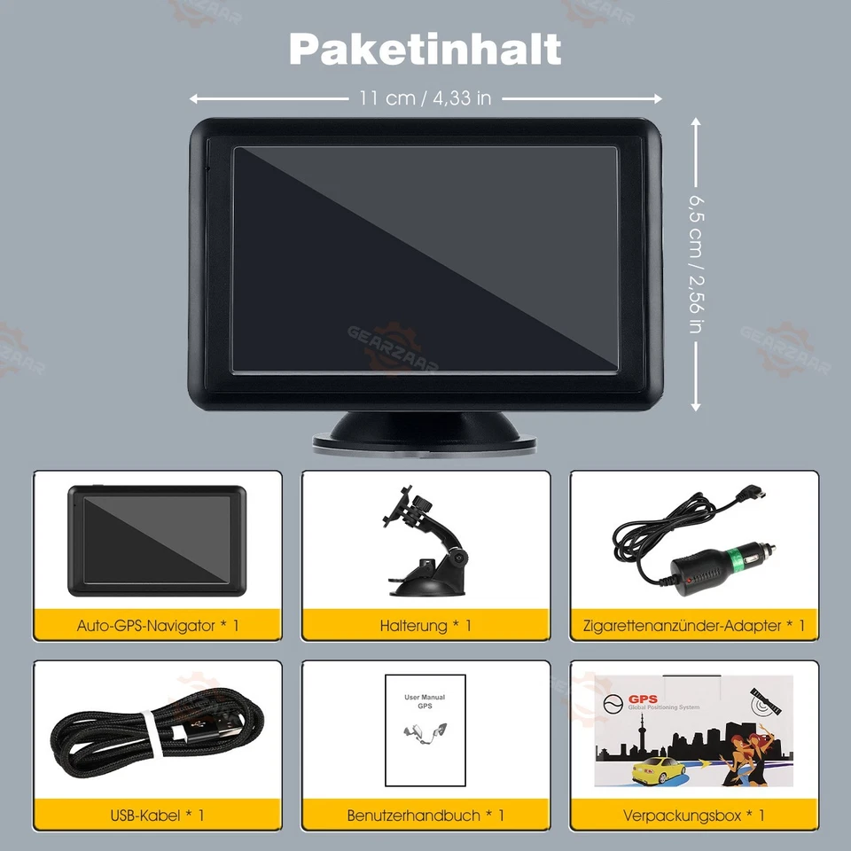 GPS Navi Navigationsgerät 5 Zoll Auto LKW PKW 8G+128MB Karten Update Navigation - Bild 2 von 4