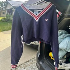 Vintage Navy Champion Cropped Sweater