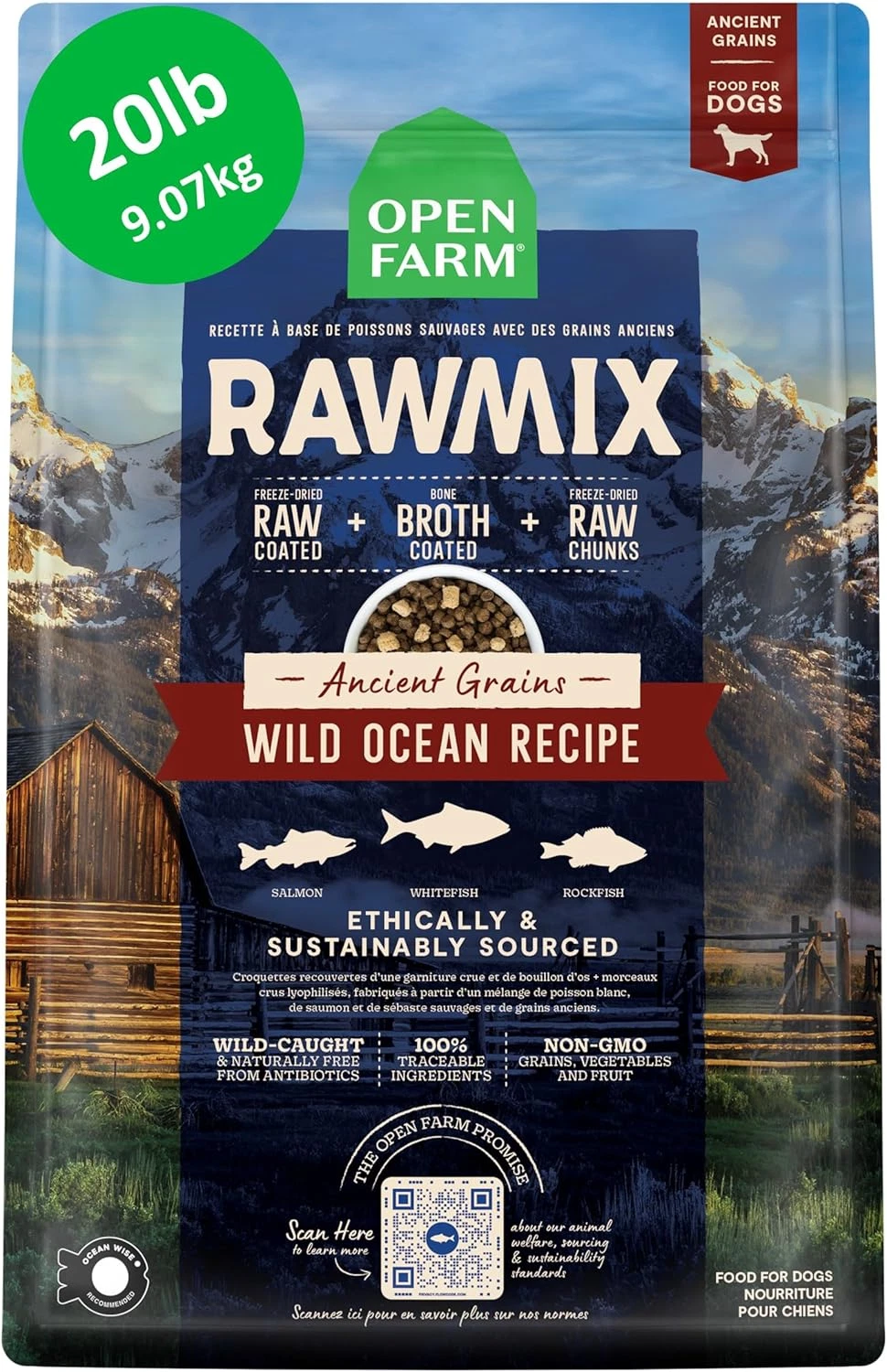 , Rawmix Dry Dog Food with Ancient Grains, Protein-Packed Kibble Coated in Bone