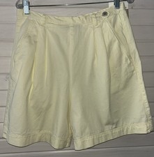 NWT VTG Liz Claiborne Sz 12 High Waist Pleated Mom Shorts 80s 90s Yellow Cotton