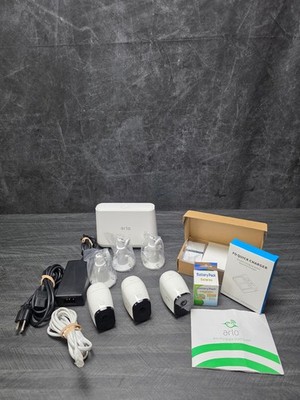 3 Netgear Arlo Pro VMC4030 Cameras 3 Fresh Batteries Base Station & 2 Chargers..