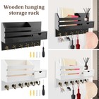Wood Wall Key Holder with Shelf Includes Letter Holder and 6 Hooks for paaAo