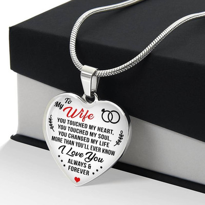 To My Wife Necklace Heart Pendant Gift from Husband I Love You Always & Forever