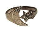 Vintage Engraved Half Moon and Star Sterling Silver Ring 2.3 Grams Size 4